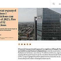 El mercat espanyol de fusions i adquisicions cau un 7% el 2023, fins a les 3.032 operacions